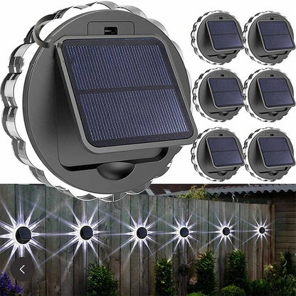 Solar Wall Light Outdoor Garden Deck Round Petal Fence Light 8 Modes Glowing Garden Light Remote Control