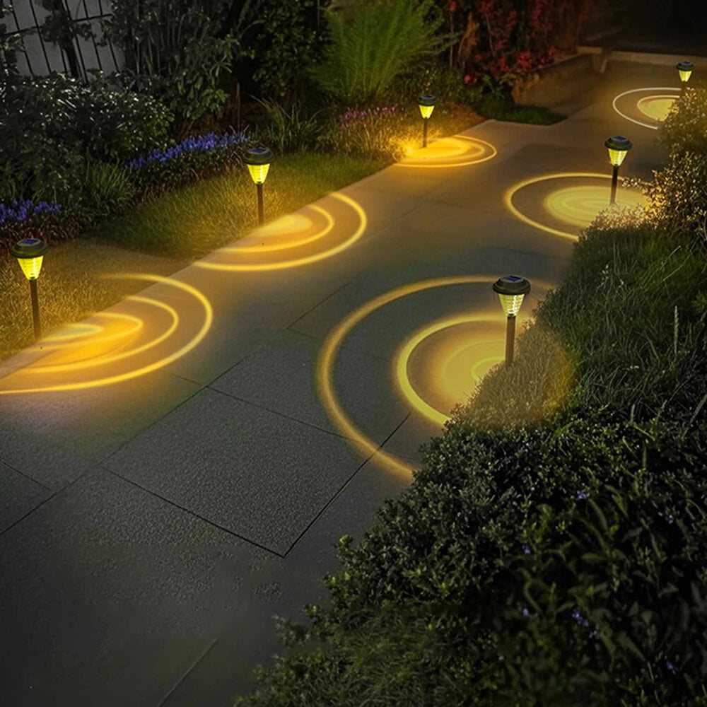 Elfeland 2Pcs Solar Garden Lights Outdoor Lawn Lamps with White/Warm White/RGB Options Auto On/Off Waterproof for Yard Pathway Decor
