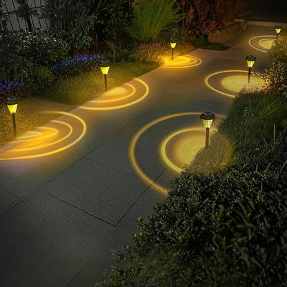 Elfeland 2Pcs Solar Garden Lights Outdoor Lawn Lamps with White/Warm White/RGB Options Auto On/Off Waterproof for Yard Pathway Decor