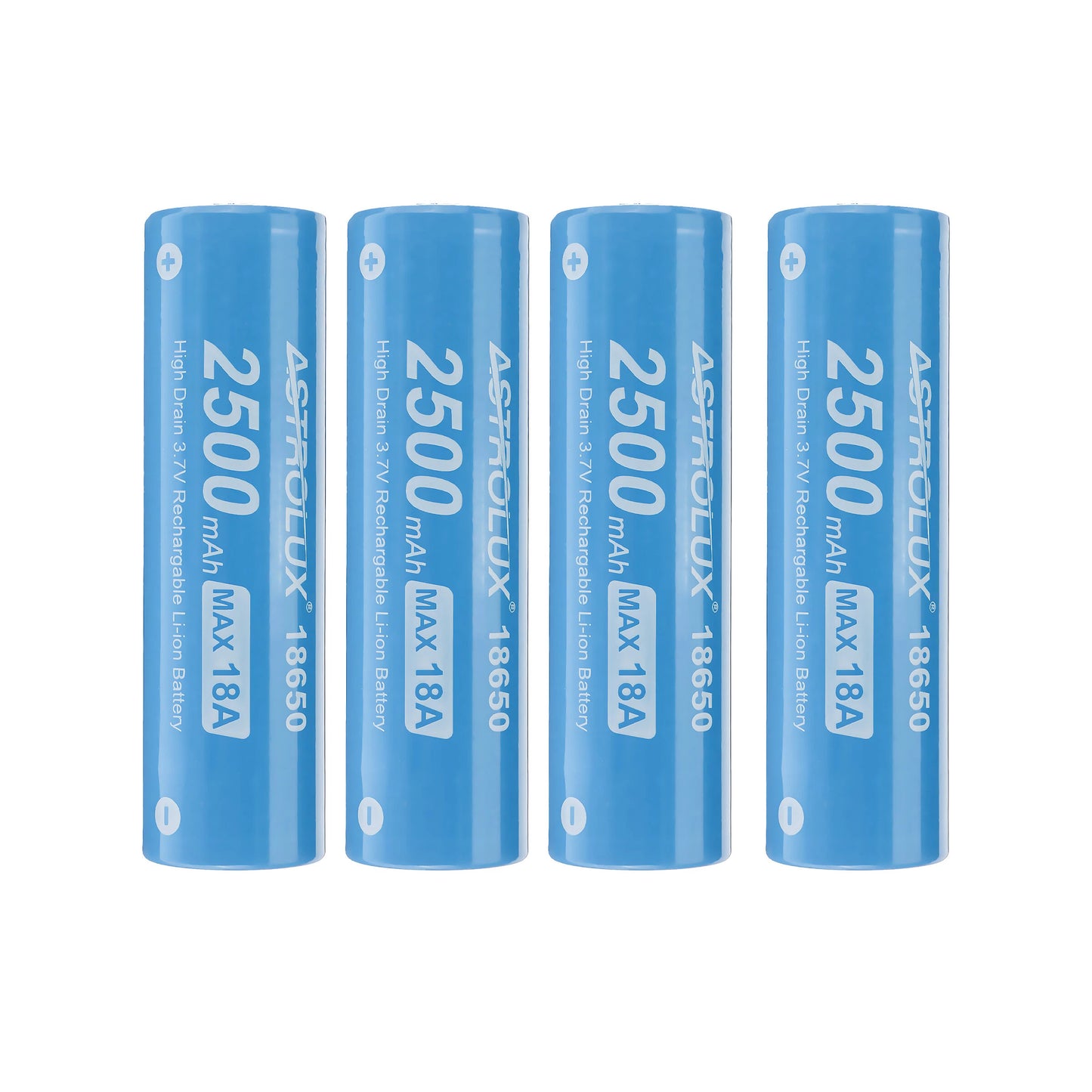 2Pcs Astrolux E1825 18A 2500mAh 3.7V 18650 Li-ion Battery Unprotected High Drain Rechargeable Lithium Power Cell For Astrolux Nitecore Lumintop Fenix Olight Flashlights RC Toys