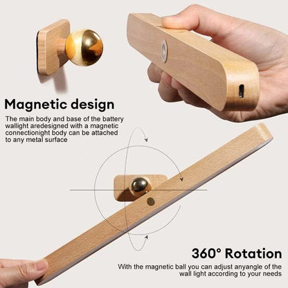 Cordless Mirror Front Light USB LED Night Light Makeup Light Wooden LED Night Light USB Magnetic Mirror Fill Light Touch Wall Lamp Kitchen Cabinet Light Bedside Lamps