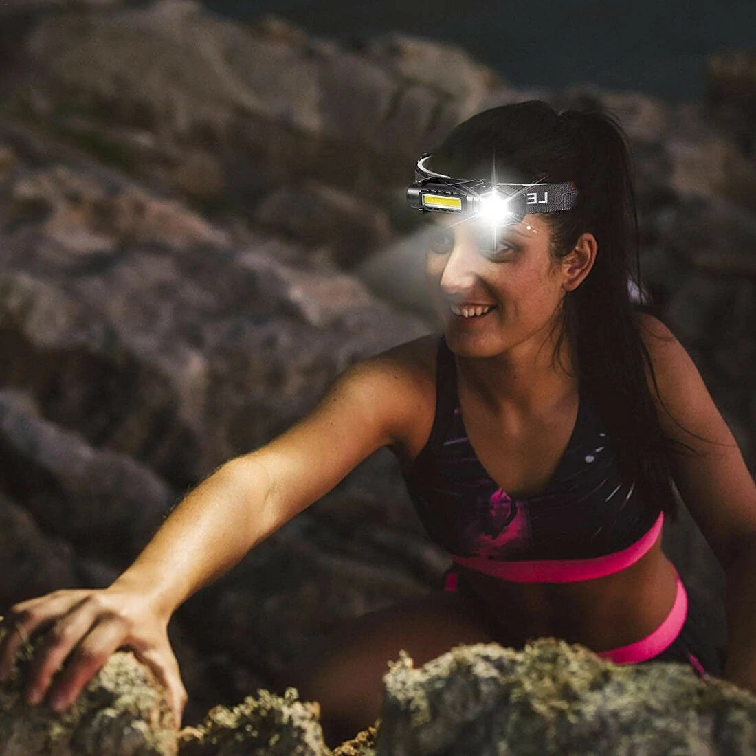 BIKIGHT LED COB Dual Light 2 in 1 Headlamp Flashlight,1800mAh Type-C Rechargeable Magnetic Work Lights 5 Modes Portable Working Flash Light