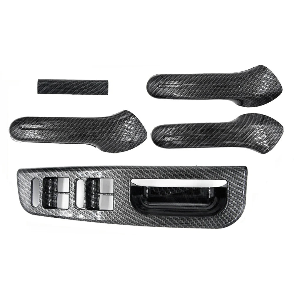 5pcs Interio Door Grab Handle Cover Switch Bezel Set Carbon Fiber Style for VW Jetta Golf Bora MK4