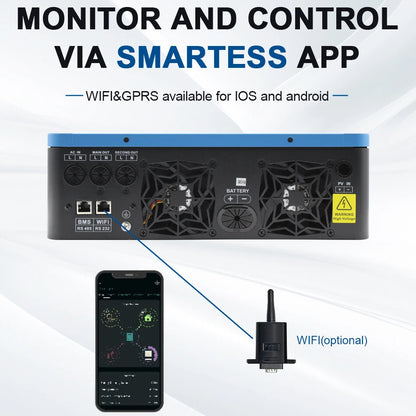 [EU Direct] EASUN POWER 6200W/4200W Solar Hybrid Inverter 220V 120A MPPT Solar Charger PV 450VDC Input Pure Sine Wave Support with WIFI-GPRS Remote Monitoring LCD For Lead-Acid, Lithium Battery and LifePo4, EASUNPOWER ISolar SMH III 4.2KW/6.2KW--WIFI