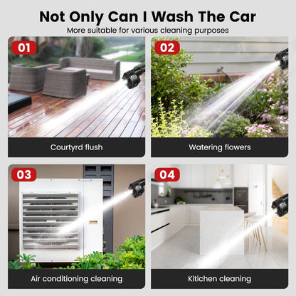 AUTSOME 6 In 1 Cordless Car High Pressure Car Washer Washing Cleaner Machine Water Spayer
