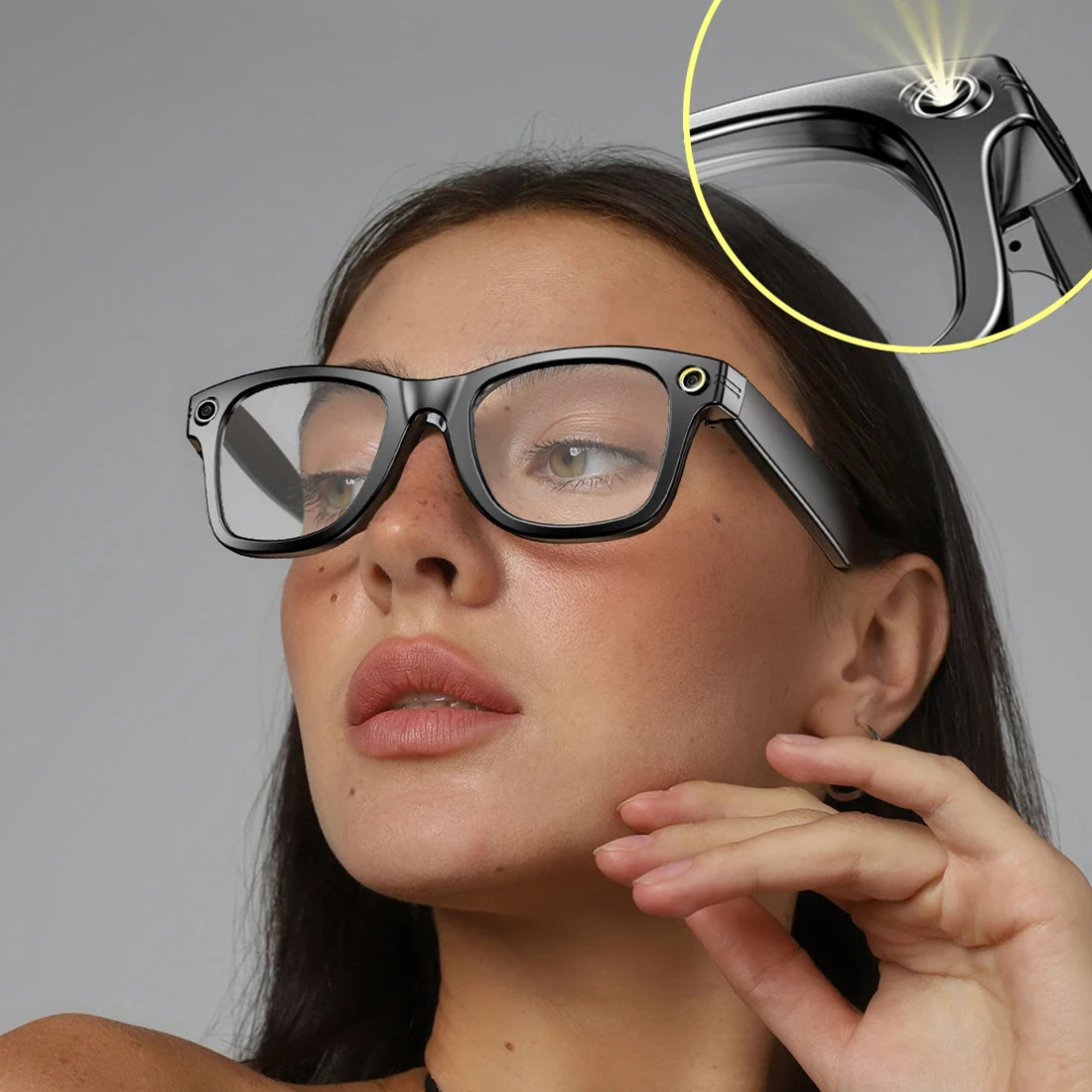 W610 AI Smart Glasses with HD Camera 8MP 32MP Interpolated WiFi bluetooth Call 3D Stereo Surround Sound Dual Noise Cancelling 35g IP65 Waterproof Smart Audio Glasses