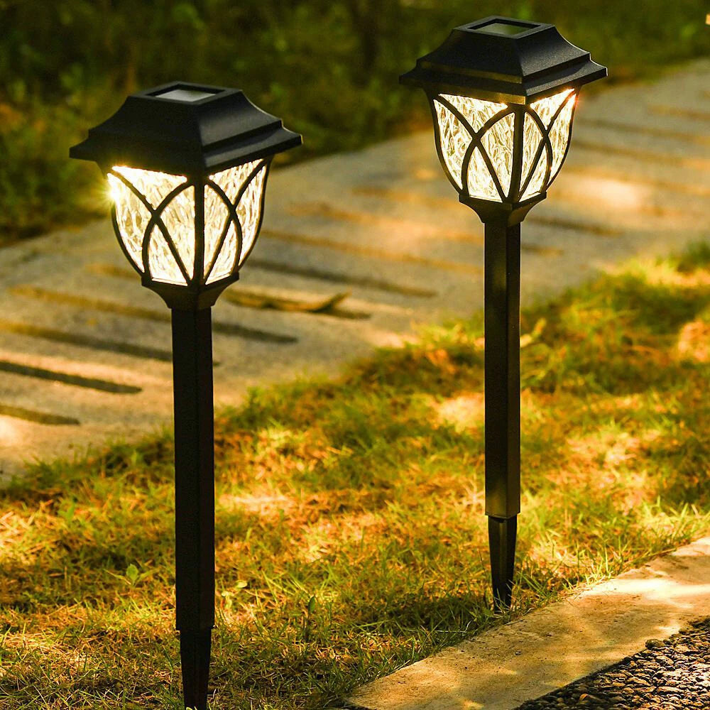 2pcs LED Solar Lawn Lights Outdoor Waterproof Garden Decoration Lamp For Walkway Path Villa Yard Driveway