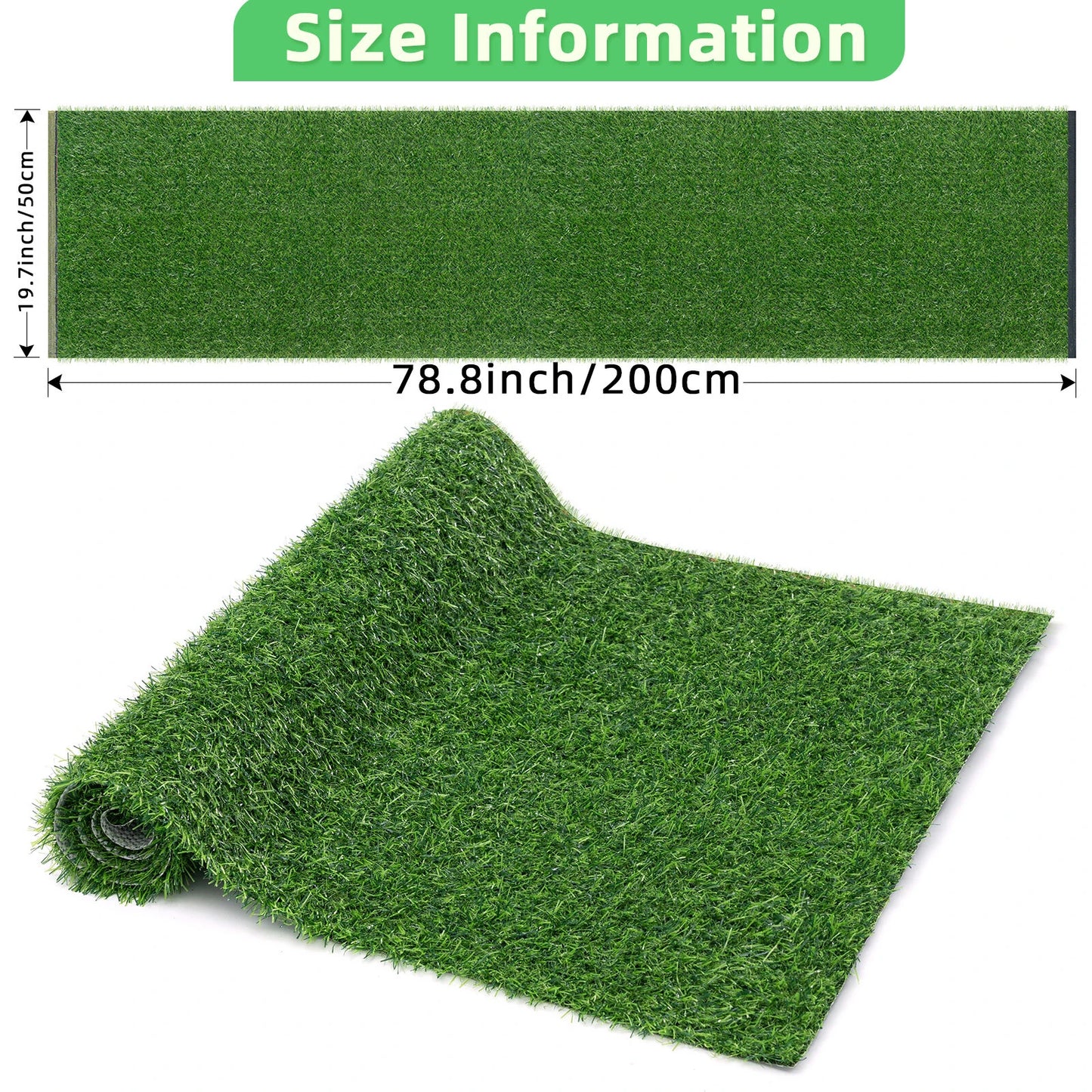 Artificial Grass Turf Spring Grass Realistic Artificial Grass Rug 20mm Height Natural Looking Grass Mat TPR Back for Garden Lawn Landscape Indoor Outdoor