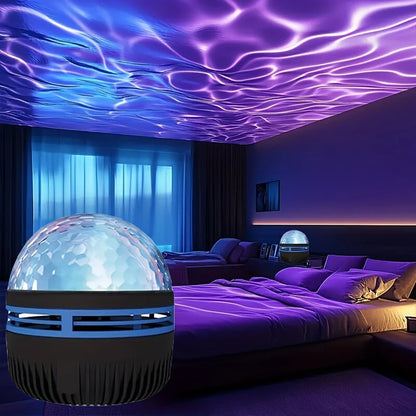 LED Ocean Wave Projector LED Night Light USB Rechargeable Ripple Atmosphere Lamp for Bedroom, Home Theater, Room Decoration, Holiday Gift, Wedding