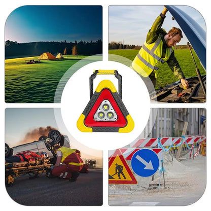 LED Triangle Warning Sign Night Light Warning Lamp Work Light Solar Powered Triangle Warning Sign Lamp With 4  Light Modes