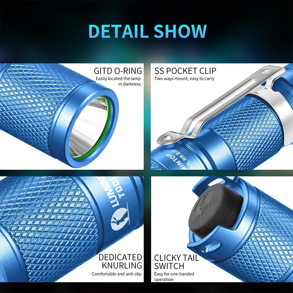 Lumintop Tool AA 3.0 900lm Mini Size LED Keychain Flashlight 14500 And AA Battery EDC Torch With Tail Switch Tactical Survival Tools