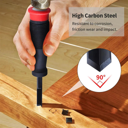 90 Right Angle Corner Chisel Mortise Chisel High Carbon Steel Blade Plastic Handle 2.76 Inch Depth for Door Installation Wood Carving Framing Woodworking Tools