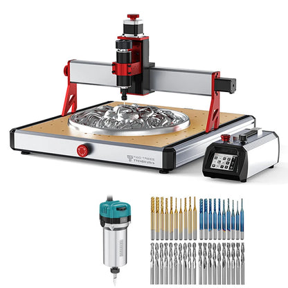 [EU Direct]TWO TREES TTC450 Ultra CNC Router Engraving Machine+30000RPM 800W High Power Motor Woodworking Router Trimmer+40PCS End Mill Set