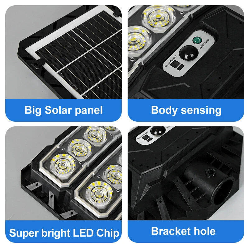 Elfeland 50W Outdoor Solar Street Light with Motion Sensor Light Sensor IPX4 Waterproof 3 Light Modes LED Floodlight