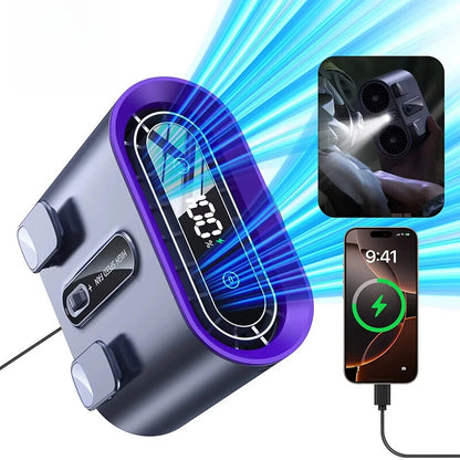 Dual Air Duct Waist-hanging Fan 100 Speeds Wind Clip 6000mAh Rechaegeable Air Cooling Brushless Fan Light Outdoor Lanyard Fan