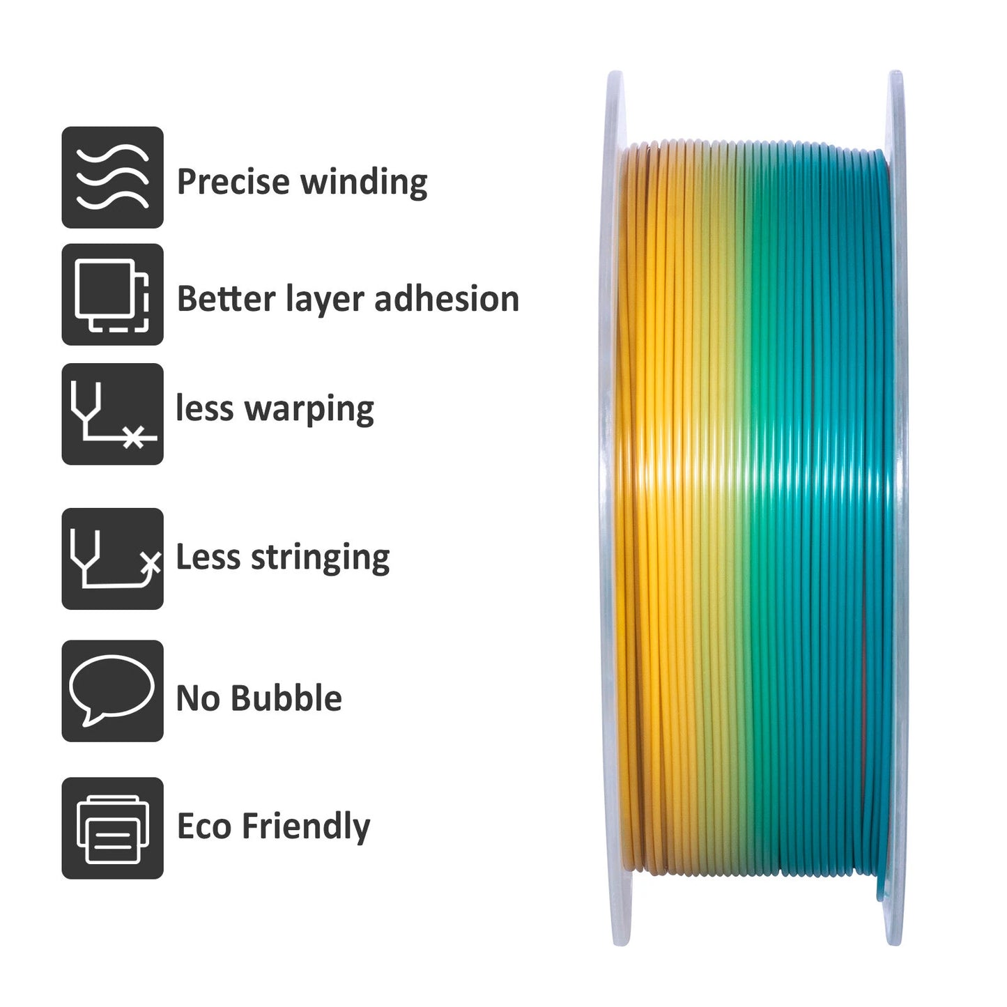 Geeetech PLA 3D Printing Filament Transparent/Gradient/Green 1KG 1.75mm for 3D Printing
