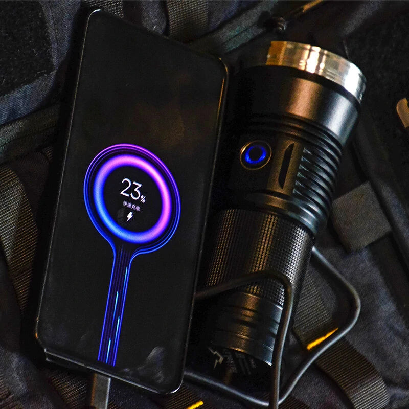 HAIKELITE HK07 XPH50.2 23000LM 6500K 7 LED Flashlight Super Bright 6 Modes Type-C Charging Searchlight Power Bank