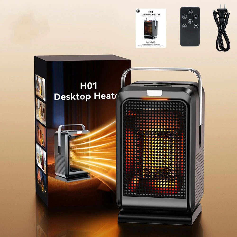 Portable Desktop Electric Heater Fan with Remote Control 4 Modes Heater Save Energy 1000W Mini Fast Heating PTC Ceramic Space Household Heater-EU Plug