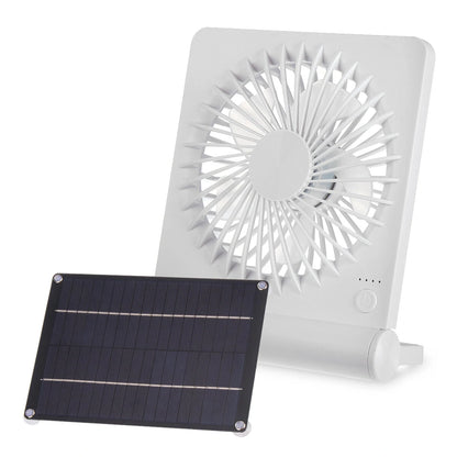 3 Speeds 5V 6W Portable Rechargeable Fan Battery Operated Fan Solar Panel Powered For Household Camping Travel Outdoor