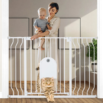 Comomy 31-45'' Extra Wide Baby Gate with Adjustable Door Top of Stairs Pet Gate