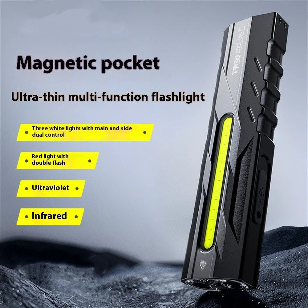 Warsun T9pro 1300LM Ultra-Bright Flashlight EDC Blade Portable Aluminum Alloy Torch with Red Laser & UV Light for Outdoor Lighting