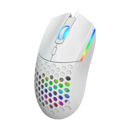 HXSJ S500 Wired Gaming Mouse Hollow Design 6400DPI RGB Backlight 6-Keys Ergonomics PC Office Computer Gamer Mice