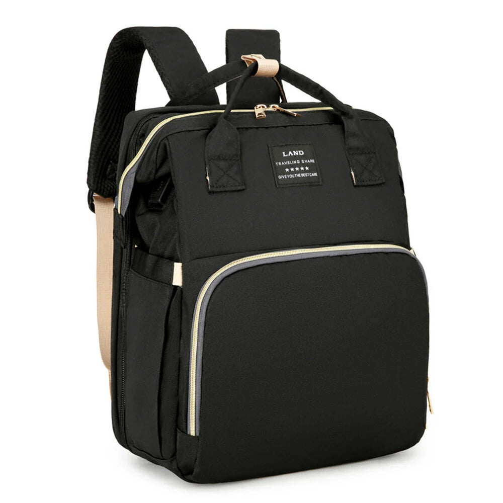 Foldable Baby Bed, Multifunctional Mommy Backpack, Large Outdoor Baby Changing Bag Tote, Stylish & Practical Diaper Backpack