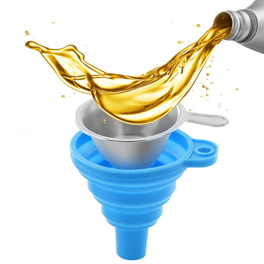 TWO TREES Collapsible Silicone Funnels and Stainless Steel Resin Filter Cups for Pouring Resin Back into Bottle