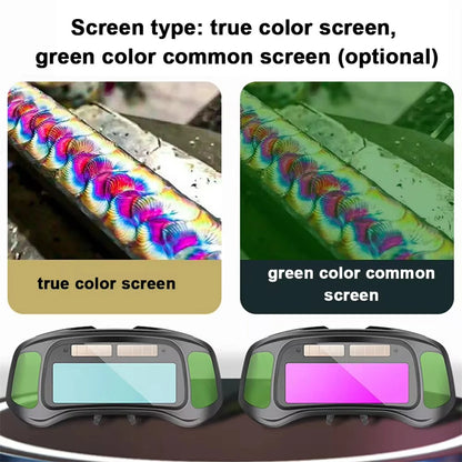 Auto Darkening Welding Goggles Large View Screen Intelligent Dimming Protective Glasses Solar-Powered Adjustable Comfortable Fit for Arc Welding Cutting Grinding Polycarbonate Material