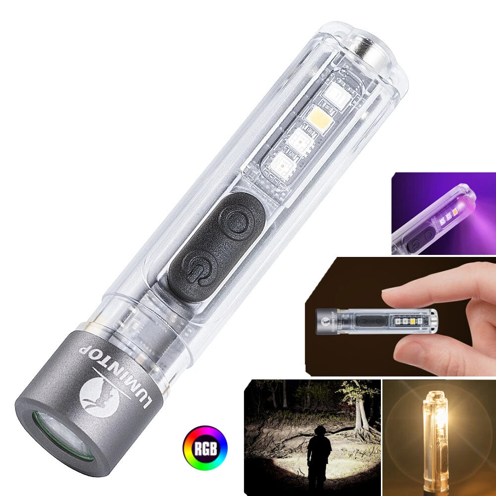 Lumintop Black Cat 400LM 90M LED Keychain Flashlight with Magnetic Base USB Rechargeable Super Bright Portable Mini Torch for Camping and Outdoor Activities