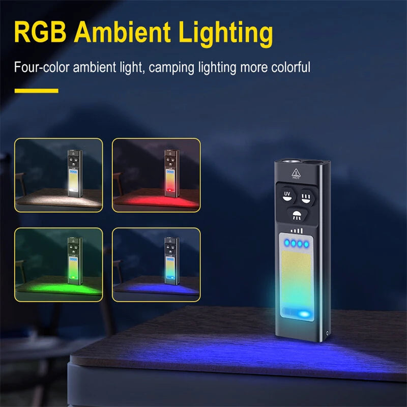 SEEKNITE U7 SST40 1100LM Rechargeable EDC Flashlight With 365nm UV, White LED Combo and RGB Light USB C Rechargeable Portable Pocket Lights Mini Torch with Magnetic Tail Triple Sources for Outdoors Emergency Working