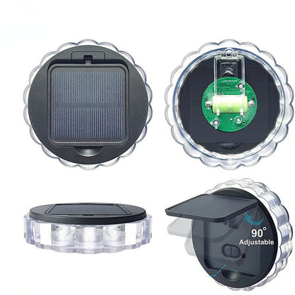 Solar Wall Light Outdoor Garden Deck Round Petal Fence Light 8 Modes Glowing Garden Light Remote Control