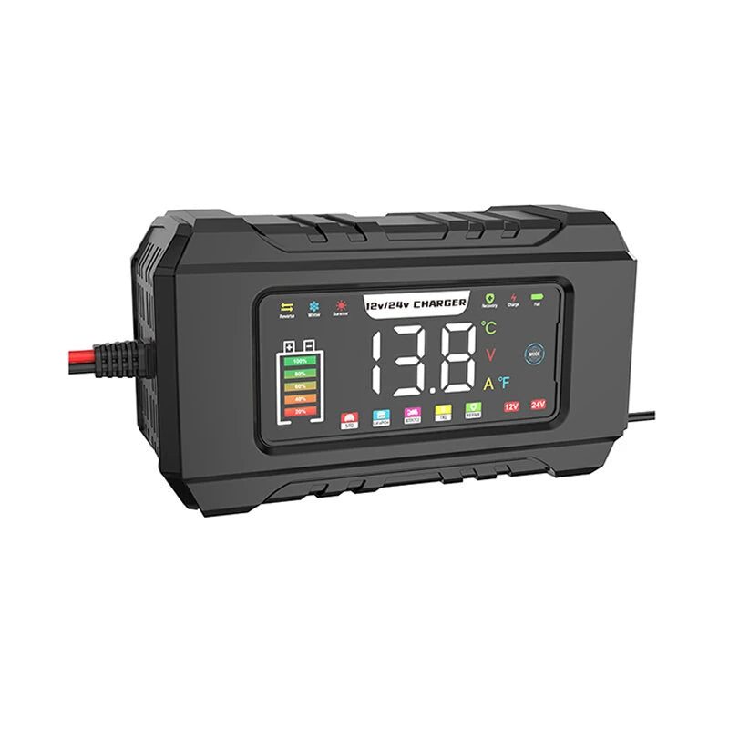 RJtianye 9 Stage Charging 12V 15A / 24V 8A Large Color Screen Battery Charger Trickle Charge Mode for 12V 2Ah-200Ah / 24V 2Ah-100Ah LiFePO4 Lead Acid Battery