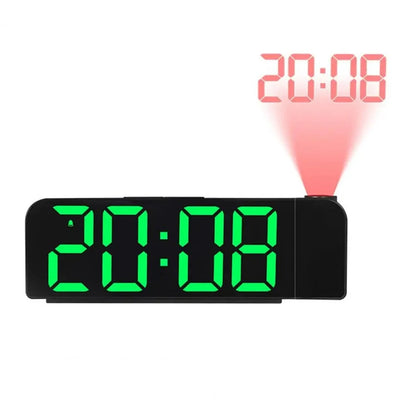 Versatile Colorful LED Digital Alarm Clock with 180 Degree Projection Adjustable Brightness /Indoor Temperature Dual Power Source Large Screen 12/24H For Home Office Classroom