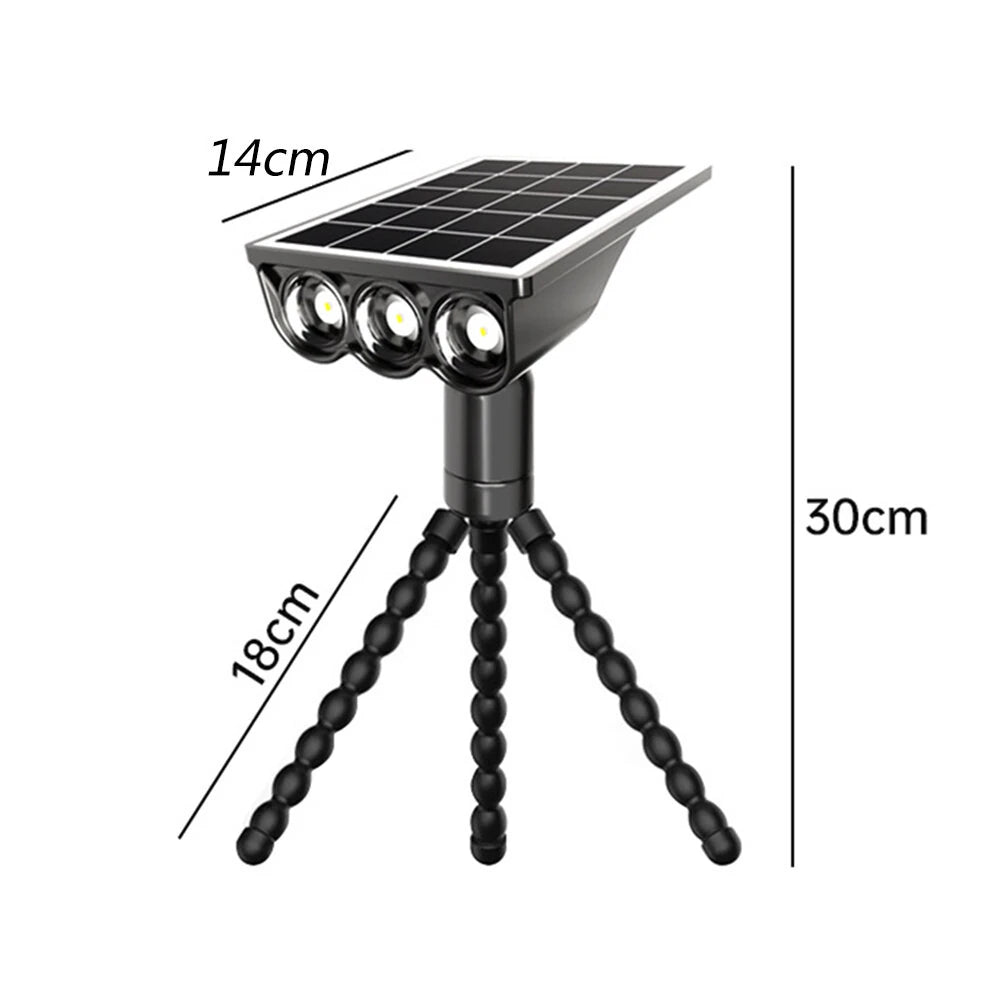 Elfeland Solar Octopus Spotlight With 3 Flexible Tentacles for Wrapping 360 Rotatable Head IP44 Waterproof for Garden Camping Decor