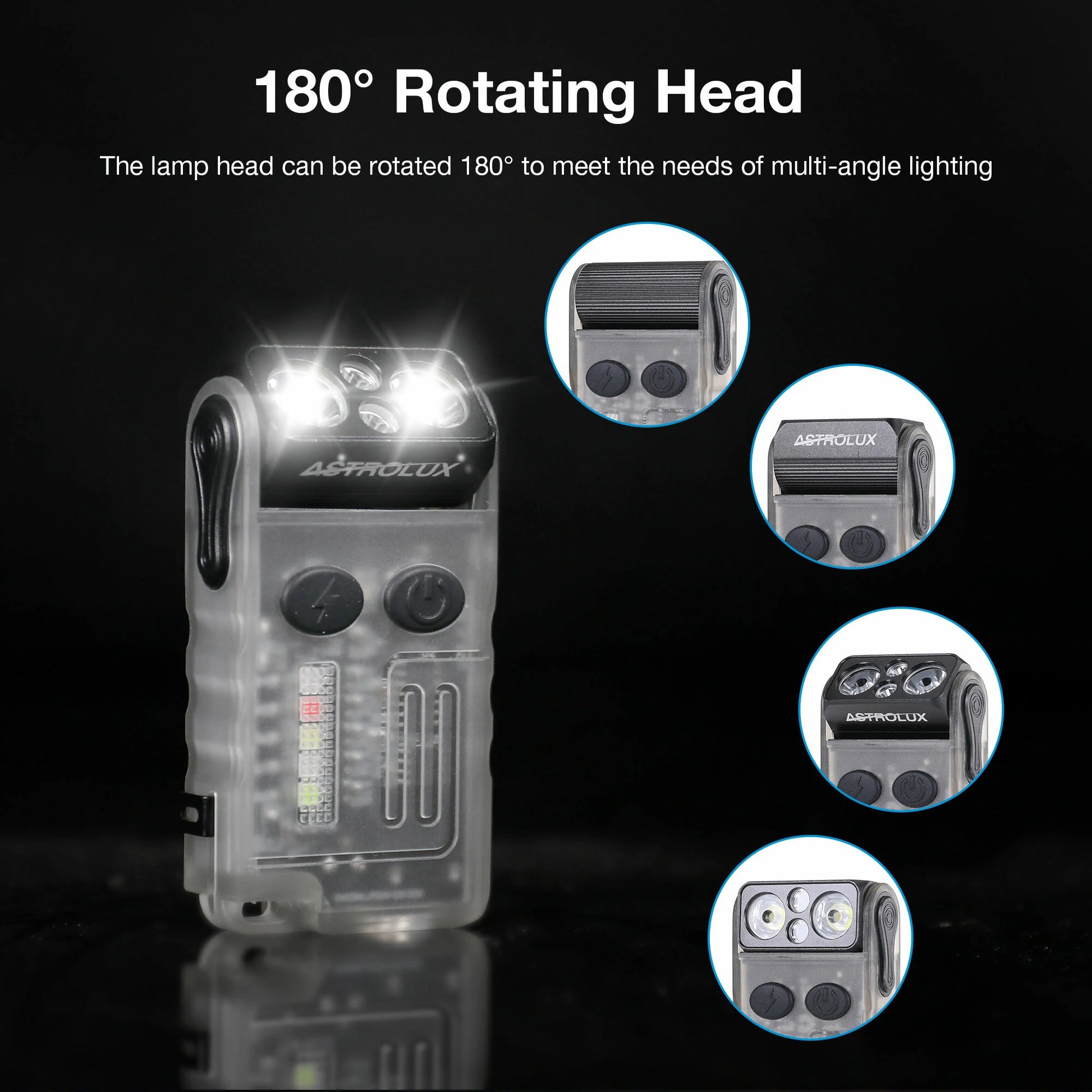 Astrolux E1 1000 Lumens EDC Keychain Flashlight with Sound Alarm RGB Light 1100mAh 180 Rotation Mini Tactical LED Floodlight Type-C USB Fast Chargring IP67 Powerful Work Lamp for Outdoor Protection, Walking, Running, Hiking and Camping