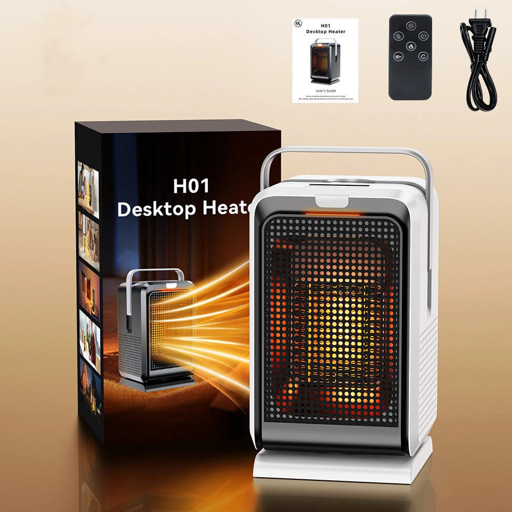 Portable Desktop Electric Heater Fan with Remote Control 4 Modes Heater Save Energy 1000W Mini Fast Heating PTC Ceramic Space Household Heater-EU Plug