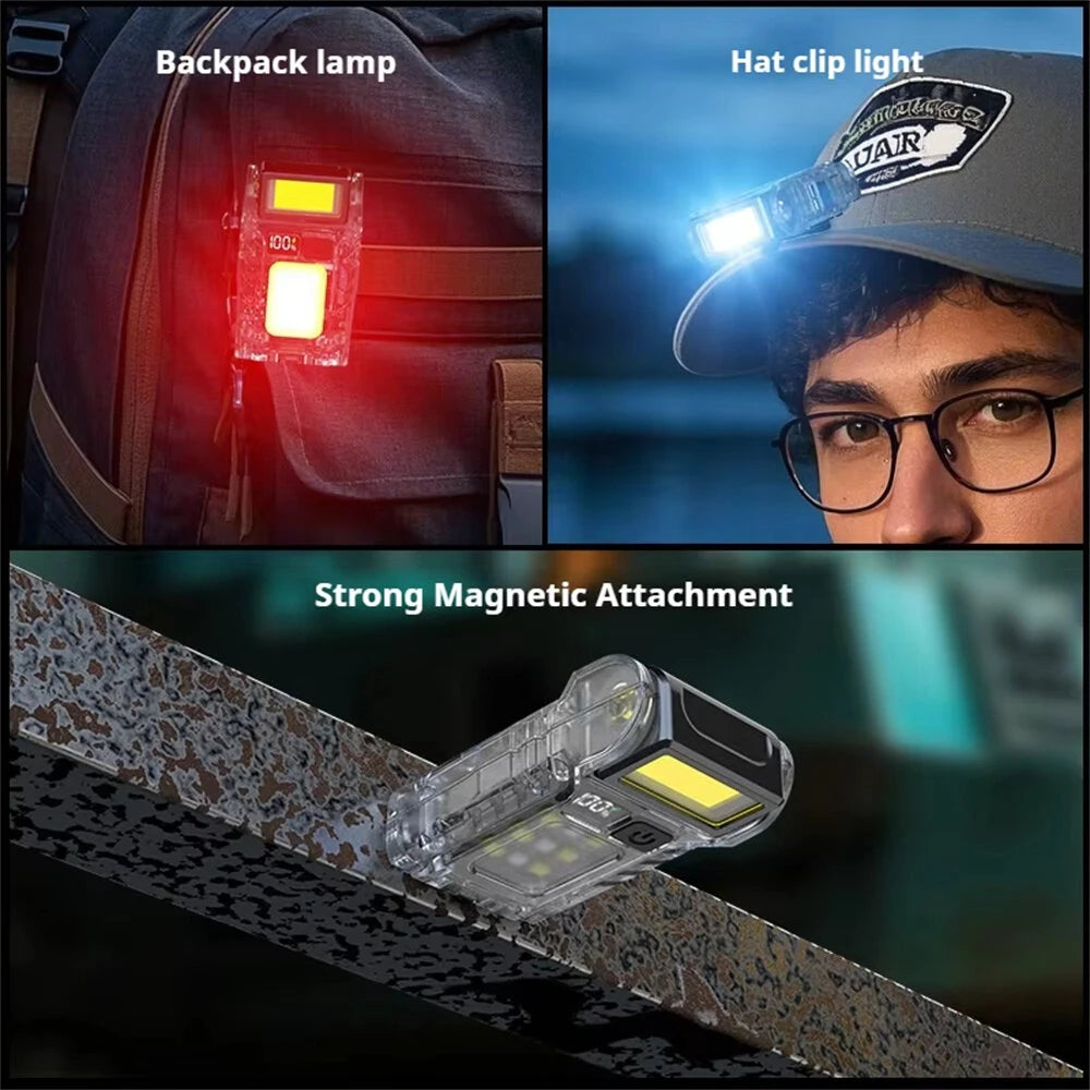 Multifunctional Work Light USB-C Rechargeable Outdoor Tourch Portable COB+LED Powerful Flashlight for Camping Fishing Walking