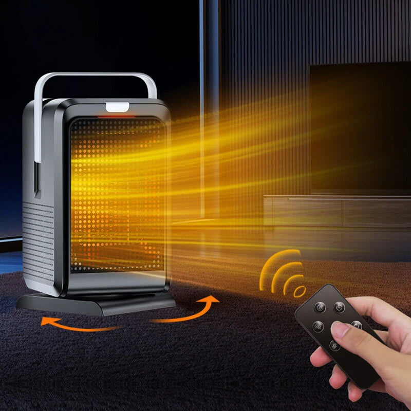 Portable Desktop Electric Heater Fan with Remote Control 4 Modes Heater Save Energy 1000W Mini Fast Heating PTC Ceramic Space Household Heater-EU Plug