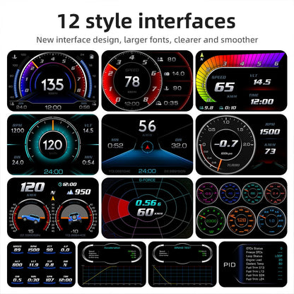 P24 Head Up Display Dual System Digtial Water Oil Temp Turbo Press lnclinometer HUD OBD2 Car Accessory On-board