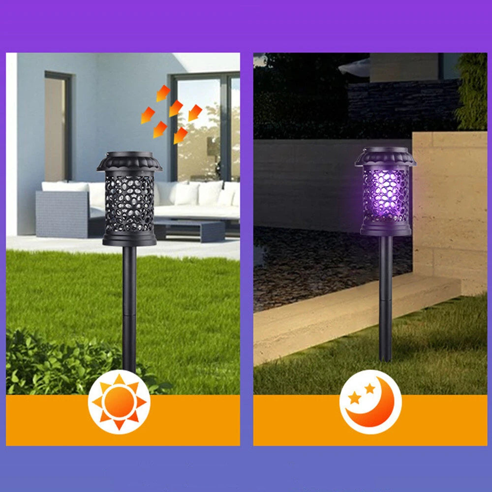 Elfeland Solar Powered Mosquito Killer Lamp Outdoor Waterproof Lawn Light Bug Zapper Mosquito Trap Garden Light 3 Mounting Methods