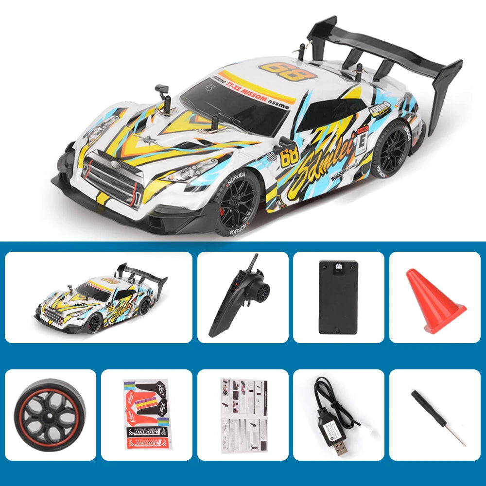1/14 2.4G 4WD Drift RC Car High Speed LED Light On-Road Racing Remote Control Vehicles Models Multi Player Competiton Toys
