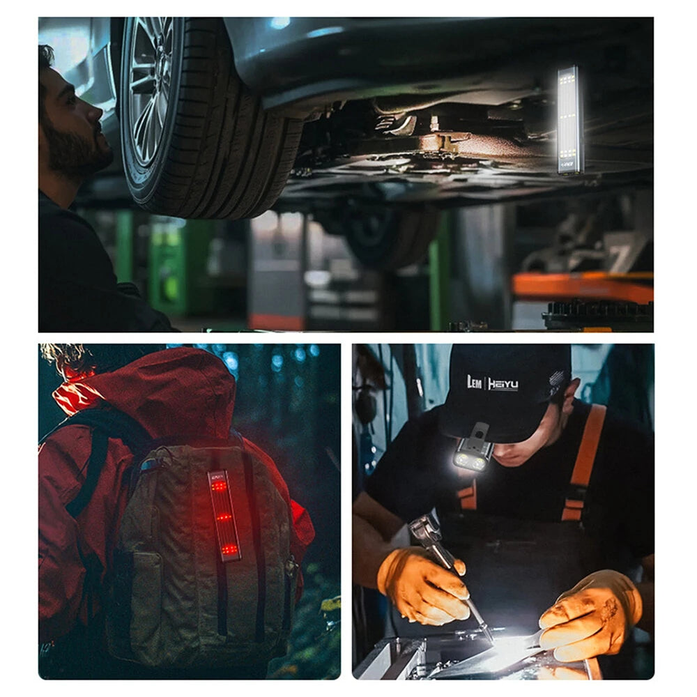Portable LED+COB Work Light Powerful Magnetic Long-Range Type-C Rechargeable Emergency Outdoor Solar-Powered High Brightness Repair Warning Lamp