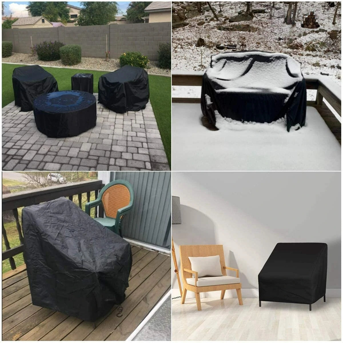 NASUM Patio Chair Covers, NASUM Outdoor Lawn Patio Furniture Cover, Lounge Deep Outdoor Seat Cover, UV Protected with Waterproof - 38''L x 31''W x 29''H, 2 Pack, Black