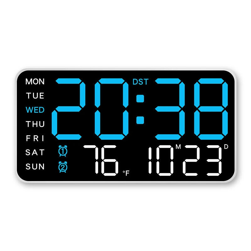 Multi-function LED Digital Wall Clock Borderless Electronic Clock Multifunctional Hanging Standing Clock Simple Digital Clock Display Living Room Wall Clock