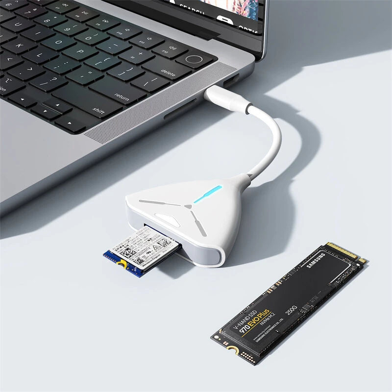 Rocketek ME908 M.2 NVMe SATA Dual Protocol SSD Enclosure Multi Card Reader USB3.1 Gen2 10Gbps Fast Data Transfer Portable Tool Free Solid State Drive Case