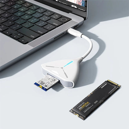 Rocketek ME908 M.2 NVMe SATA Dual Protocol SSD Enclosure Multi Card Reader USB3.1 Gen2 10Gbps Fast Data Transfer Portable Tool Free Solid State Drive Case