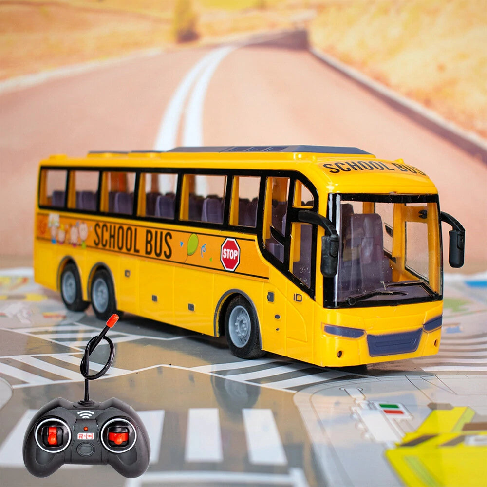 27hz Kids Rc Car Remote Control Electric School Bus with Light Tour For Children Toys Gift