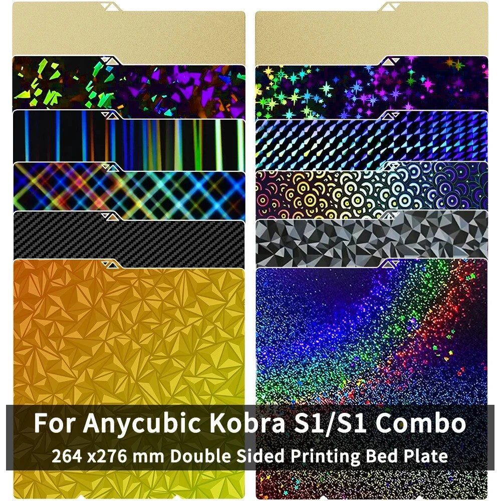 for Anycubic Kobra S1 Plate Pei Sheet 264x276mm Textured Kobra S1 Combo Build Plate Double Sided Peo Pet Pey Kobra S1C Bed