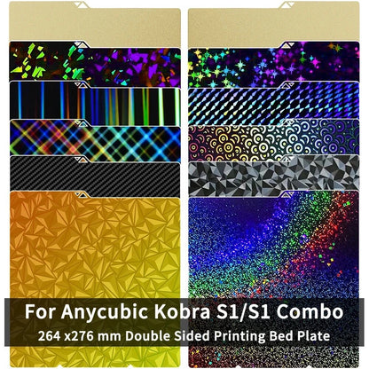 for Anycubic Kobra S1 Plate Pei Sheet 264x276mm Textured Kobra S1 Combo Build Plate Double Sided Peo Pet Pey Kobra S1C Bed